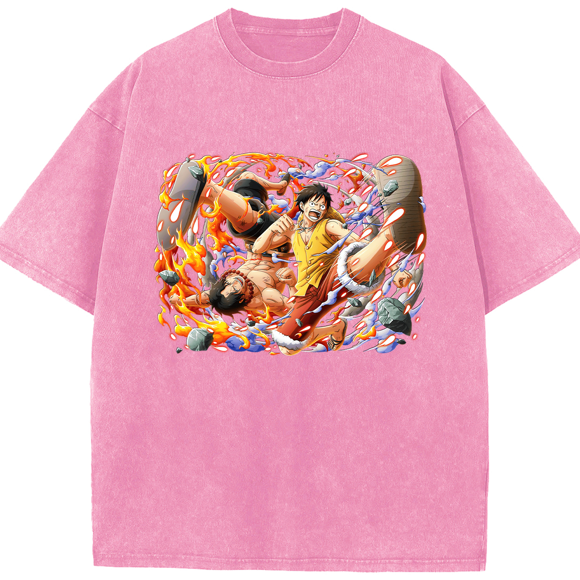 （画像用） ワンピース モンキー・D・ルフィ ONE PIECE Monkey D. Luffy 綿100% ヴィンテージ風 半袖Tシャツ（フロントプリント）